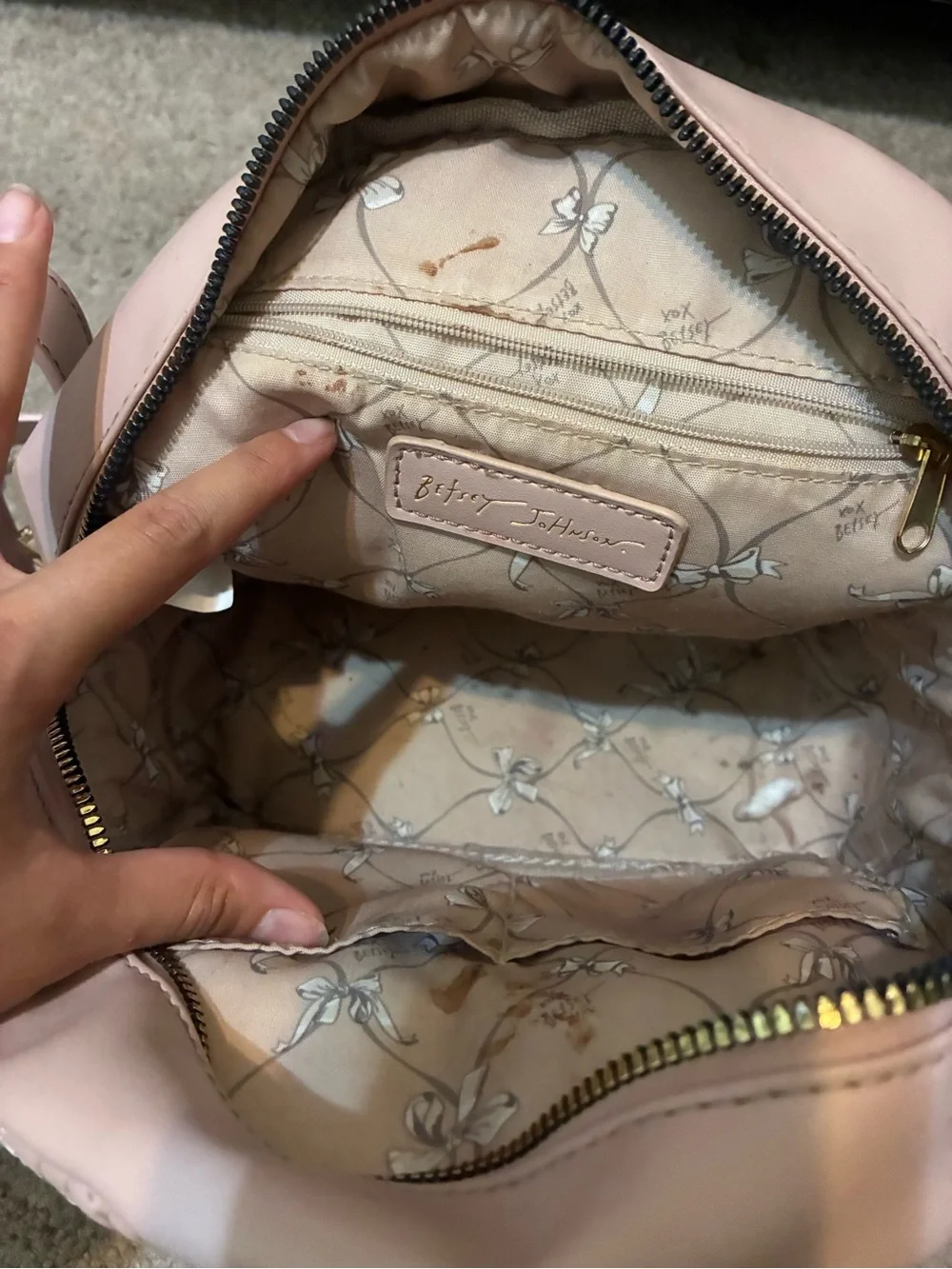 Quilted Floral Bow Accent Mini Backpack - Blush Pink